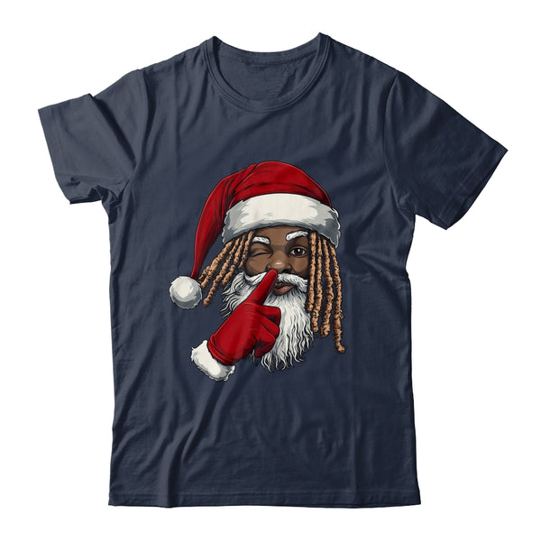 African American Afro Santa Claus Christmas Party Decor Classic T Shirt Navy 600x.jpg