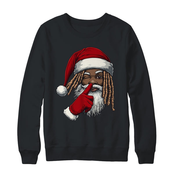 African American Afro Santa Claus Christmas Party Decor Crewneck Sweatshirt Black 600x.jpg