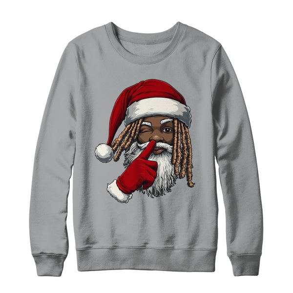 African American Afro Santa Claus Christmas Party Decor Crewneck Sweatshirt Sport Grey 600x.jpg
