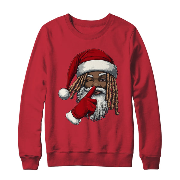 African American Afro Santa Claus Christmas Party Decor Crewneck Sweatshirt Red 600x.jpg