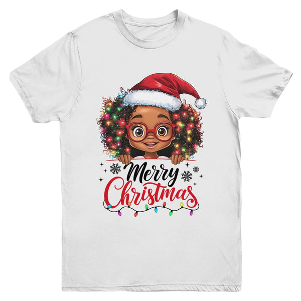 African American Merry Christmas African Black Afro Girls Youth T Shirt White 600x.jpg
