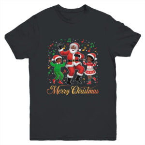 African American Christmas Family Santa Merry Christmas Youth T Shirt Black 600x.jpg