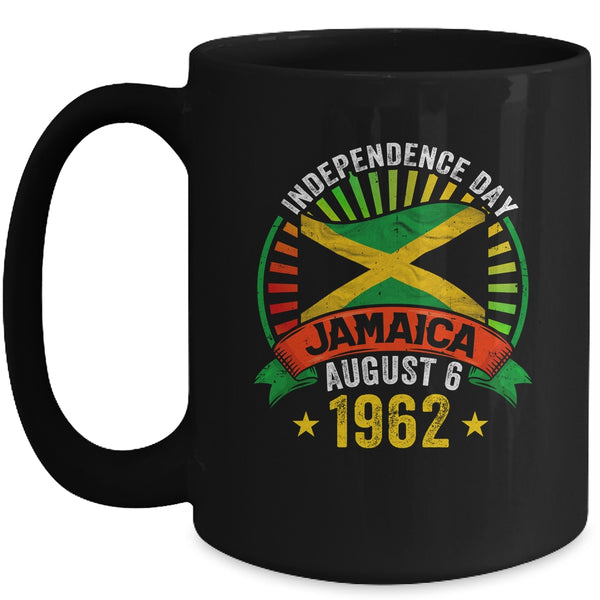 Proud Jamaican Independence Day Jamaica 1962 Men Women Kids Mug 15oz Mug Black front 600x.jpg