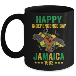 Happy Independence Day Jamaica Flag Jamaican 1962 Design Mug 11oz Mug Black front 600x.jpg