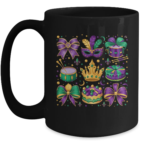 Mardi Gras Coquette Mardi Beads Louisiana Festival Design Mug 15oz Mug Black front 600x.jpg