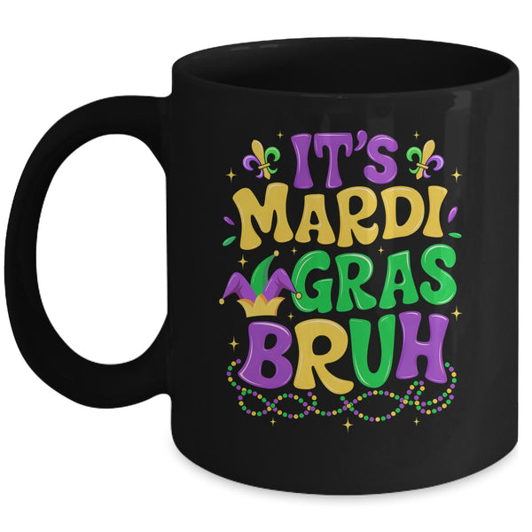 Bruh Mardi Gras Teens Boys Kids Mardi Gras Mug 11oz Mug Black front 600x.jpg