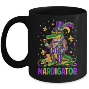 Mardigator Mardi Gras Alligator Costume Men Women Mardi Gras Mug 11oz Mug Black front 600x.jpg