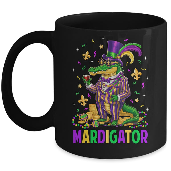 Mardigator Mardi Gras Alligator Costume Men Women Mardi Gras Mug 11oz Mug Black front 600x.jpg