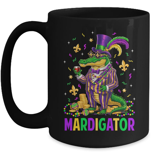 Mardigator Mardi Gras Alligator Costume Men Women Mardi Gras Mug 15oz Mug Black front 600x.jpg