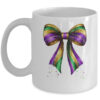 Mardi Gras Coquette Bow Louisiana New Orleans Carnival Mug 11oz Mug White front 600x.jpg