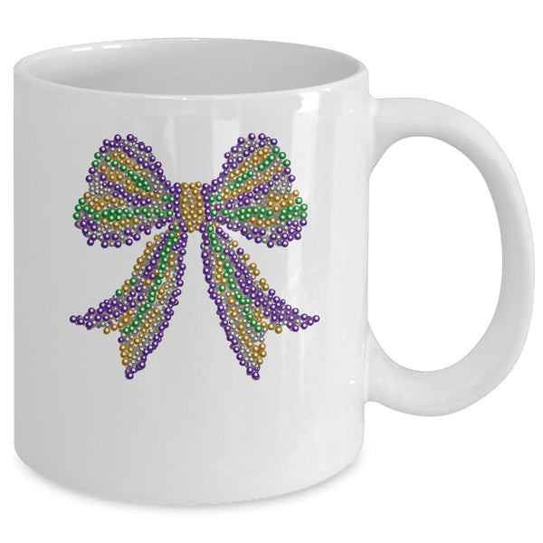 Coquette Bow Mardi Gras Festival Carnival Beads Girls Women Mug 11oz Mug White back 600x.jpg