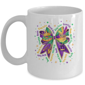 Mardi Gras Coquette Women Girls Louisiana Mardi Gras Vibes Mug 11oz Mug White front 600x.jpg