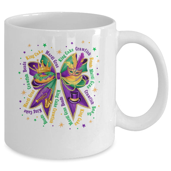 Mardi Gras Coquette Women Girls Louisiana Mardi Gras Vibes Mug 11oz Mug White back 600x.jpg