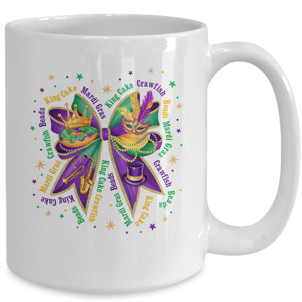 Mardi Gras Coquette Women Girls Louisiana Mardi Gras Vibes Mug 15oz Mug White back 600x.jpg