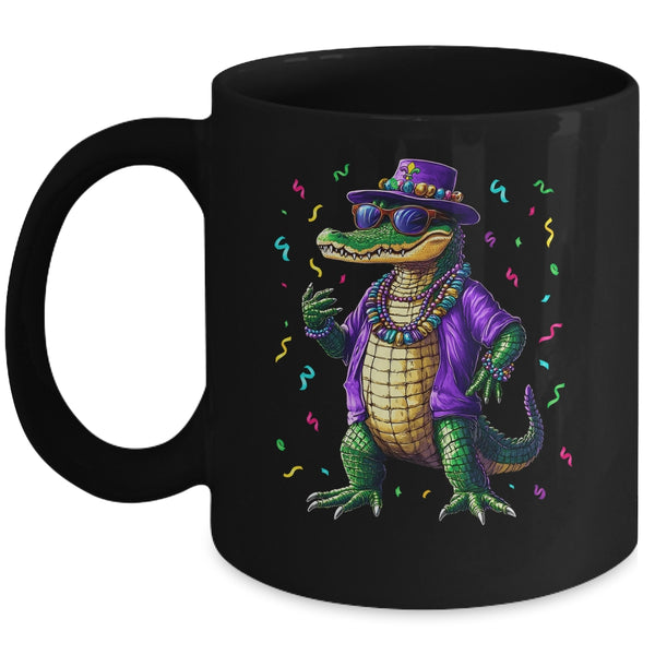 Mardigator Mardi Gras Alligator Men Women Mardi Gras Men Mug 11oz Mug Black front 600x.jpg