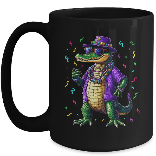 Mardigator Mardi Gras Alligator Men Women Mardi Gras Men Mug 15oz Mug Black front 600x.jpg