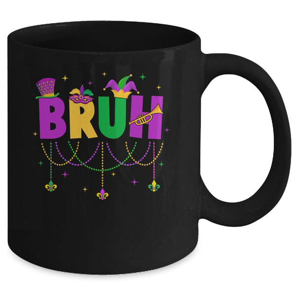 Bruh Mardi Gras Teens Boys Kids Costume Mardi Gras Funny Mug 11oz Mug Black back 600x.jpg