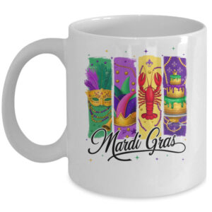 Retro Mardi Gras Carnival King Cake Crawfish Louisiana Mug 11oz Mug White front 600x.jpg