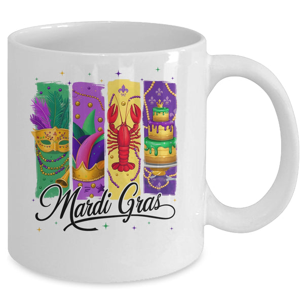 Retro Mardi Gras Carnival King Cake Crawfish Louisiana Mug 11oz Mug White back 600x.jpg