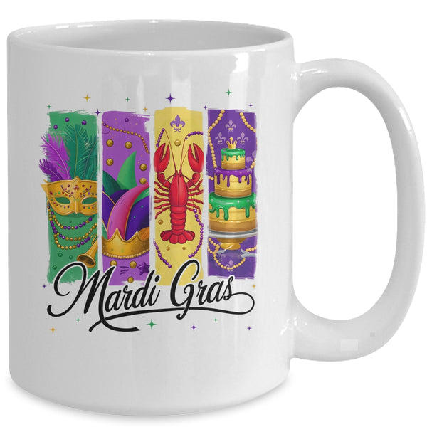 Retro Mardi Gras Carnival King Cake Crawfish Louisiana Mug 15oz Mug White back 600x.jpg