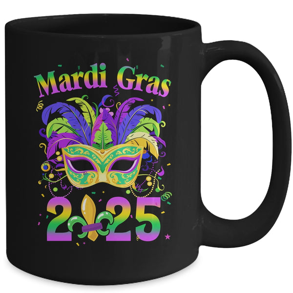 Mardi Gras 2025 Costume With Mask Outfit Carnival Party Mug 15oz Mug Black back 600x.jpg