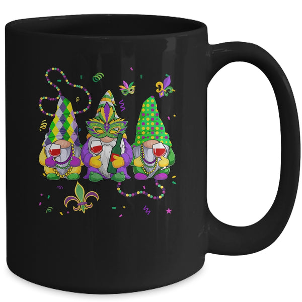 Mardi Gras Gnomes Funny Outfit Gnomies Squad Women Drinking Mug 15oz Mug Black back 600x.jpg