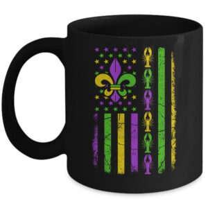 Mardi Gras US American Flag With Crawfish New Orleans Mug 11oz Mug Black front 600x.jpg