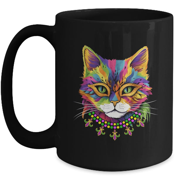 Cat Mardi Gras Outfit Costume For Men Women Girl Mug 15oz Mug Black front 600x.jpg