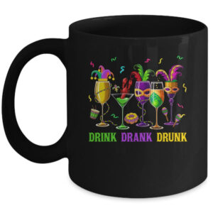 Mardi Gras Glass Of Wine Drinking Team Wine Festival Parade Mug 11oz Mug Black front 600x.jpg