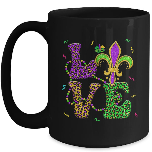 I Love Mardi Gras For Matching Family Costume Men Women Mug 15oz Mug Black front 600x.jpg