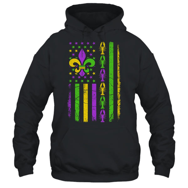 Mardi Gras US American Flag With Crawfish New Orleans Pullover Hoodie Black 600x.jpg
