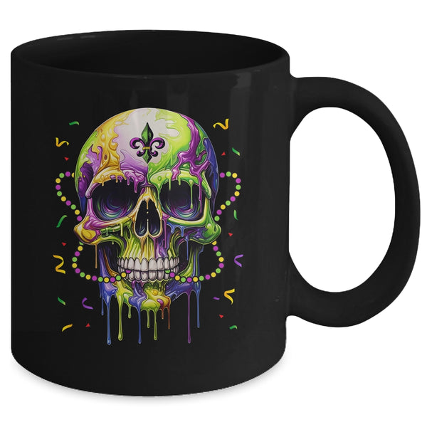 Funny Sugar Skull Mardi Gras Party Men Women Mug 11oz Mug Black back 600x.jpg