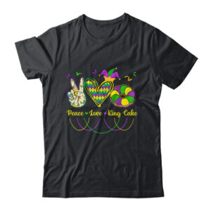Peace Love King Cake Mardi Gras Men Women Kids Classic T Shirt Black 600x.jpg