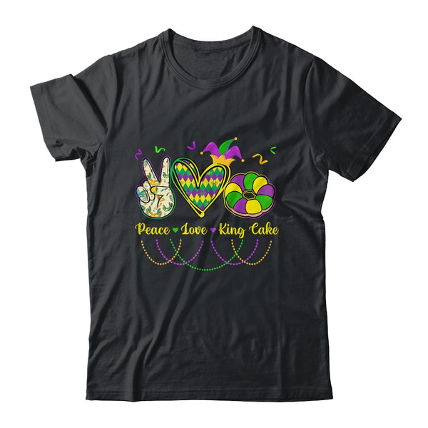 Peace Love King Cake Mardi Gras Men Women Kids Classic T Shirt Black 600x.jpg
