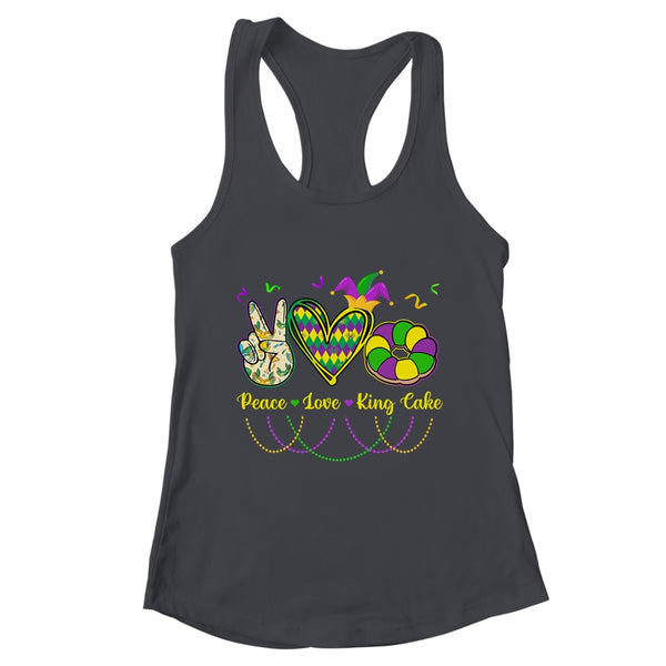 Peace Love King Cake Mardi Gras Men Women Kids Women s Ideal Racerback Tank Black 600x.jpg