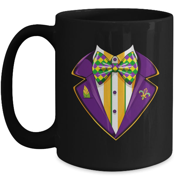 Mardi Gras Tuxedo Costume Funny Mardi Gras Carnival 2024 Mug 15oz Mug Black front 600x.jpg