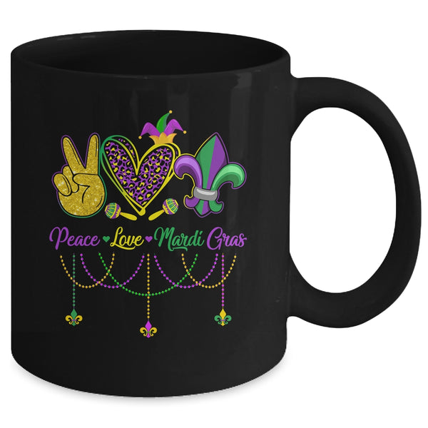 Peace Love Mardi Gras Leopard Heart Mardi Gras Festival Mug 11oz Mug Black back 600x.jpg