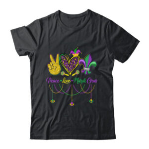 Peace Love Mardi Gras Leopard Heart Mardi Gras Festival Classic T Shirt Black 600x.jpg