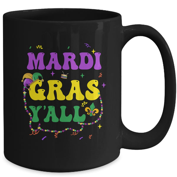 Happy Mardi Gras Y all Vintage Mardi Gras Party Festival Mug 15oz Mug Black back 600x.jpg