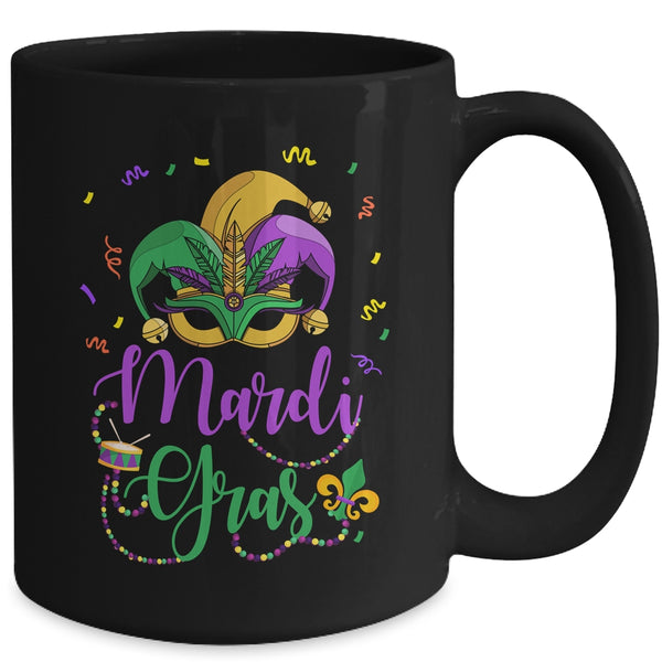 Mardi Gras Womens Girls Mask Beads New Orleans Party Mug 15oz Mug Black back 600x.jpg