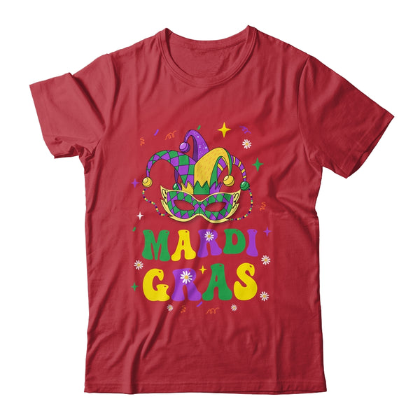 Groovy Mardi Gras Party Festival Kids Men Women Outfit Classic T Shirt Red 600x.jpg