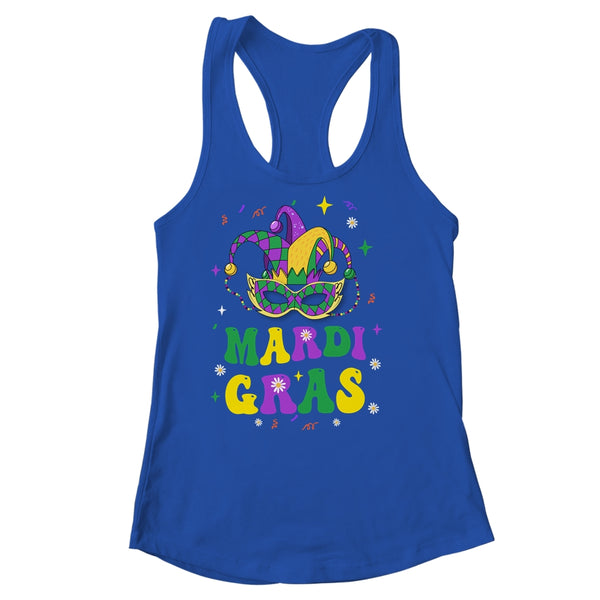 Groovy Mardi Gras Party Festival Kids Men Women Outfit Women s Ideal Racerback Tank Royal 600x.jpg