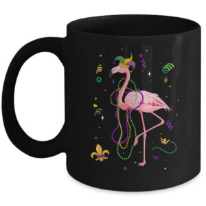 Jester Flamingo Beads Mardi Gras Party Parade Girls Mug 11oz Mug Black front 600x.jpg