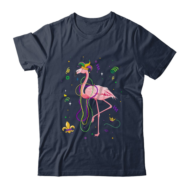 Jester Flamingo Beads Mardi Gras Party Parade Girls Classic T Shirt Navy 600x.jpg