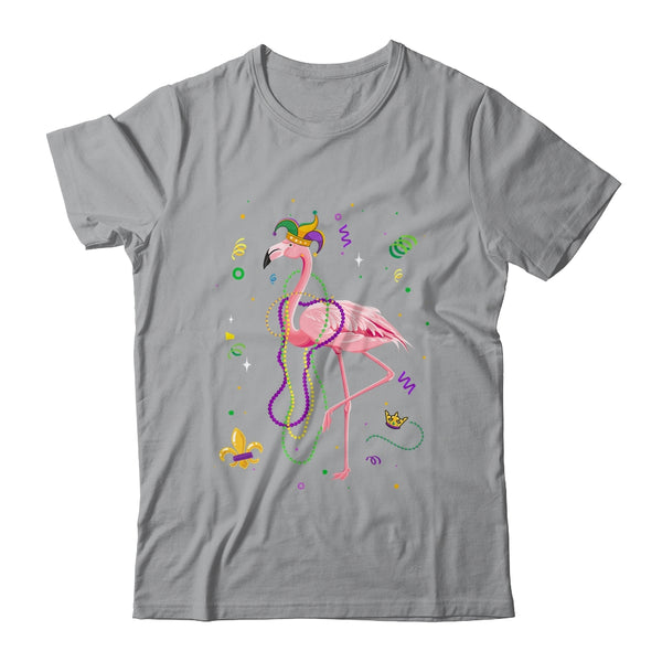 Jester Flamingo Beads Mardi Gras Party Parade Girls Classic T Shirt Sport Grey 600x.jpg