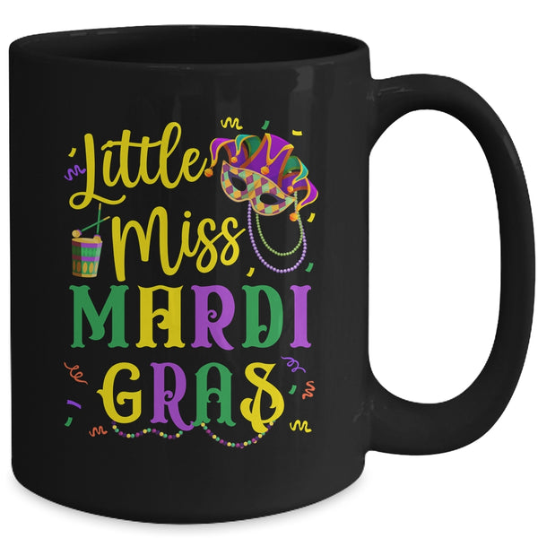 Little Miss Mardi Gras Cute Outfit Girls Kids Mug 15oz Mug Black back 600x.jpg