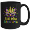 Cute Little Miss Mardi Gras Kids Girl Outfit Mug 15oz Mug Black back 600x.jpg