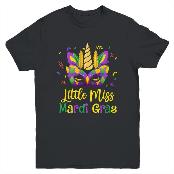 Cute Little Miss Mardi Gras Kids Girl Outfit Youth Youth T Shirt Black 600x.jpg