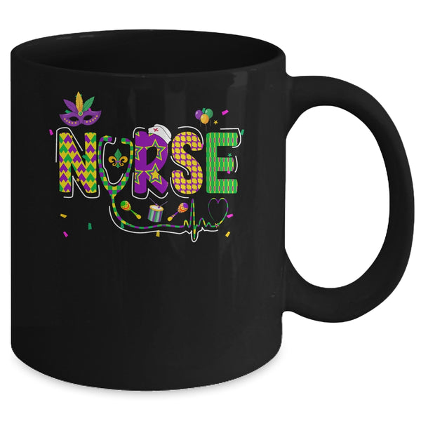 Cute Leopard Nurse Mardi Gras Festival Party Nursing Costume Mug 11oz Mug Black back 600x.jpg