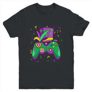 Mardi Gras Gamer Kids Gaming Boys Costume Youth Youth T Shirt Black 600x.jpg